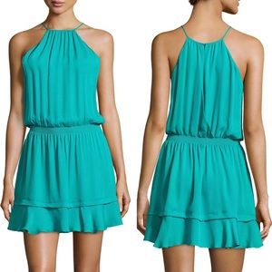 [Parker] ‘Nathan’ Ruffled Silk Halter Dress